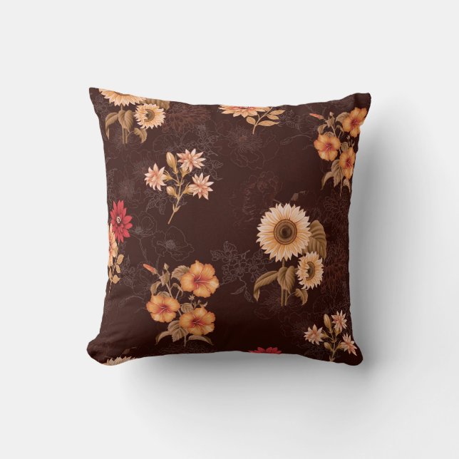 sömlöst mönster med blomma på bakgrunden kudde (Framsida)