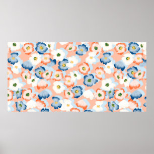 Sömlöst mönster med blommor i ett vattenfärgsforma poster