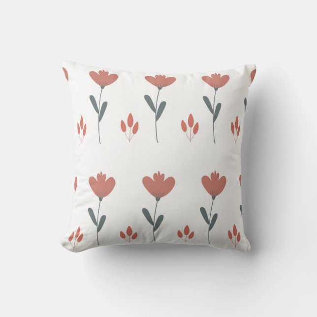 sömlöst mönster med blommor och blad kudde (Framsida)