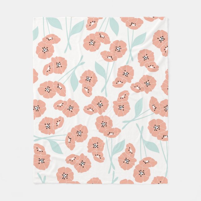 Sömlöst mönster med blommor och blommigt inslag. fleecefilt (Framsidan)