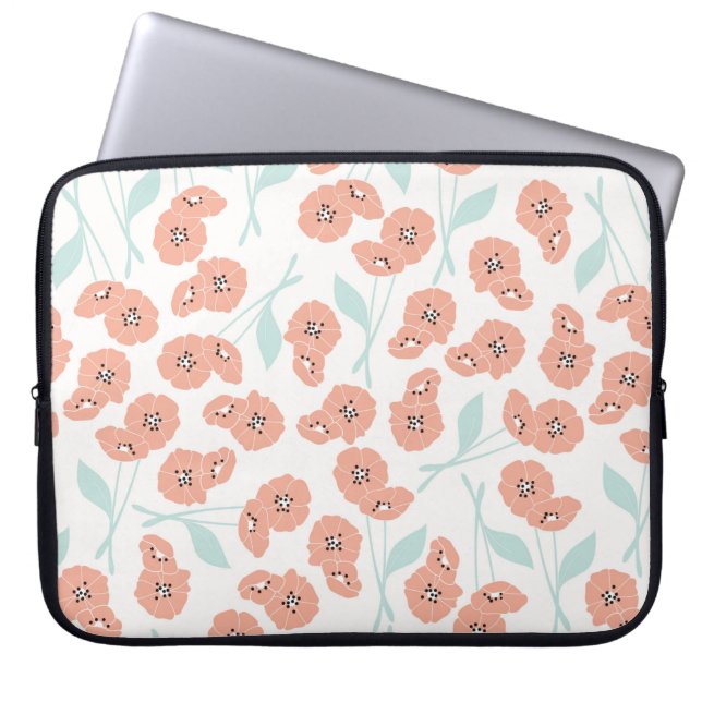 Sömlöst mönster med blommor och blommigt inslag. laptop fodral (Framsidan)