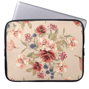 Sömlöst mönster med blommor och löv. BLOMMIGT p Laptop Fodral