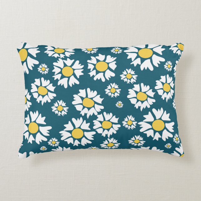 Sömlöst mönster med blommor prydnadskudde (Framsidan)