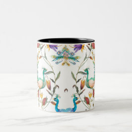 Sömlöst mönster med boskap och blommor Två-Tonad mugg