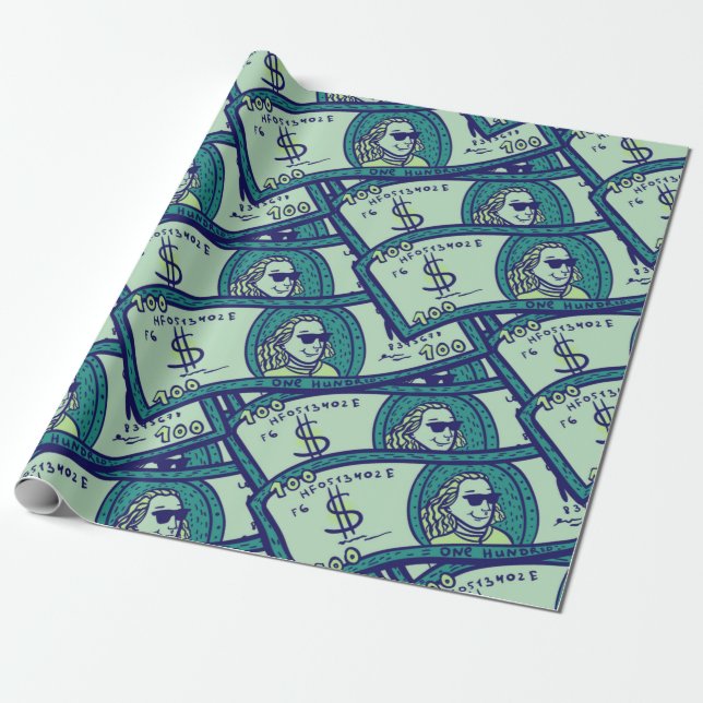 sömlöst mönster med dollar-sedlar presentpapper (Utrullad)