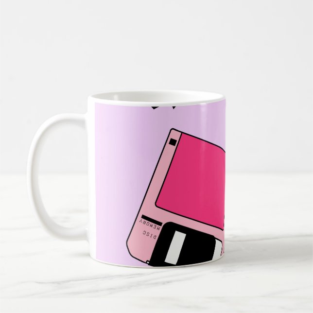 Sömlöst mönster med färgad diskett i ånga kaffemugg (Vänster)