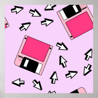 Sömlöst mönster med färgad diskett i ånga poster