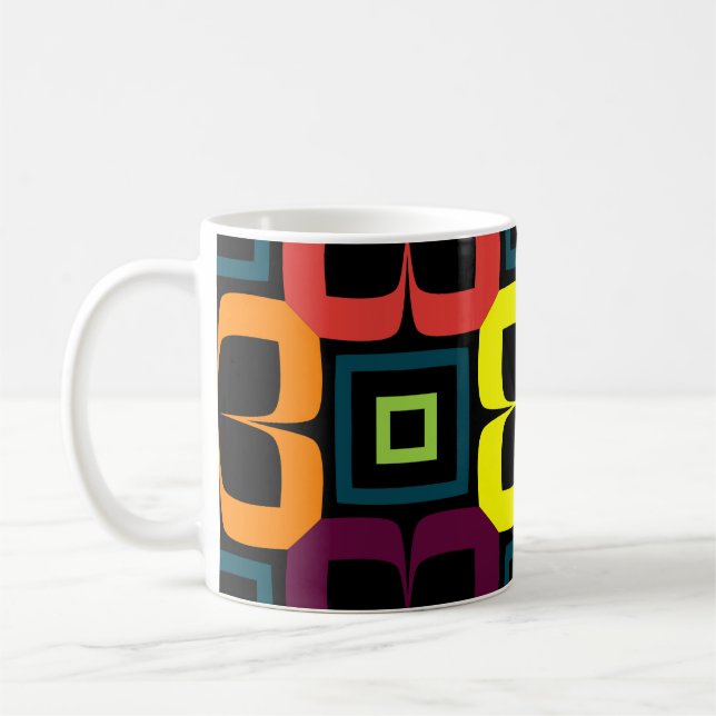 Sömlöst mönster med färgade blommor på en kaffemugg (Vänster)