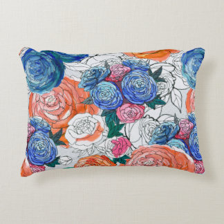 Sömlöst mönster med färgade blommor prydnadskudde