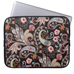 Sömlöst mönster med färglös blommigt av paisley laptop fodral
