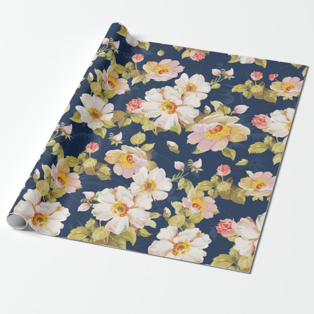 Sömlöst mönster med feta blommor. Elegance Presentpapper (Utrullad)