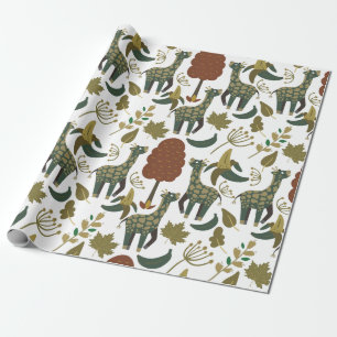 Sömlöst mönster med giraff färgrikt blommönster presentpapper