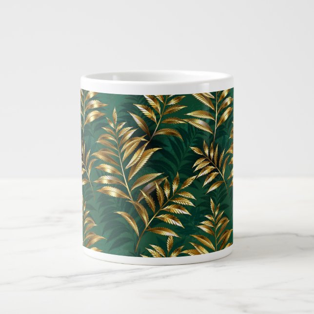 Sömlöst mönster med gyllene ormbunkar jumbo mugg (Framsidan)