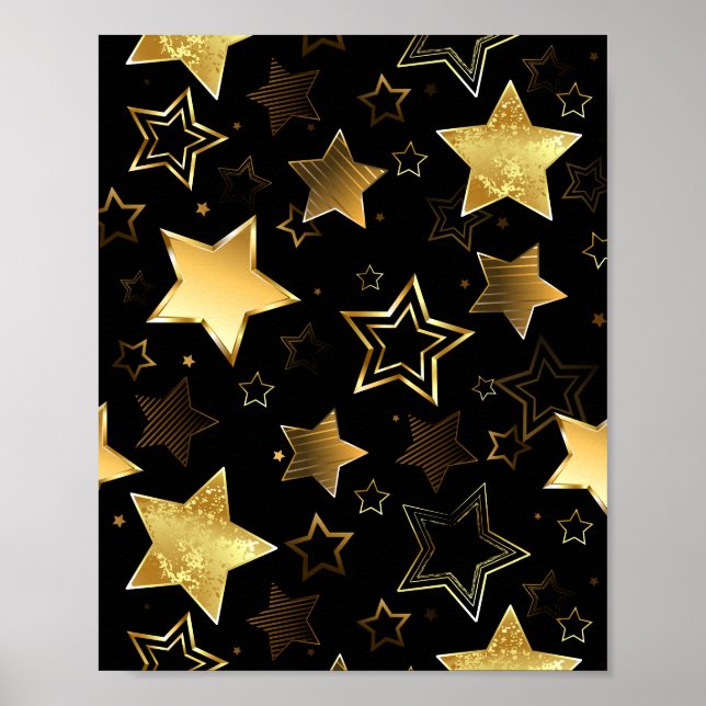 Sömlöst mönster med gyllene stjärnor poster (Framsidan)