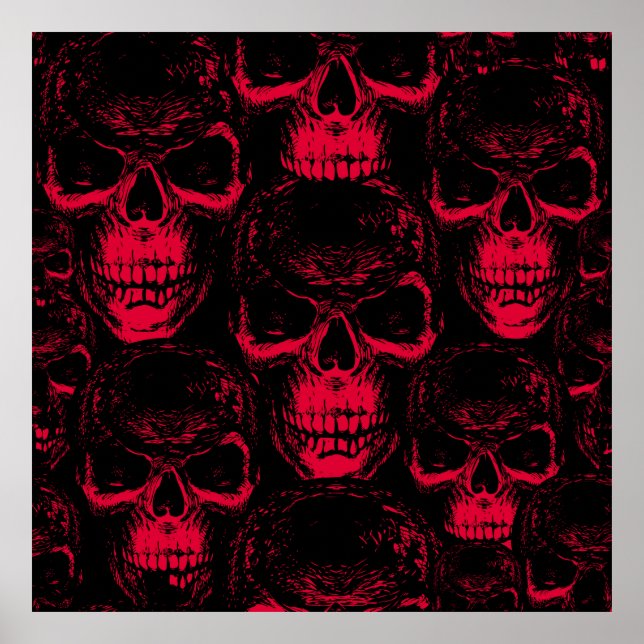 Sömlöst mönster med handdragen, ondskefull människ poster (Framsidan)