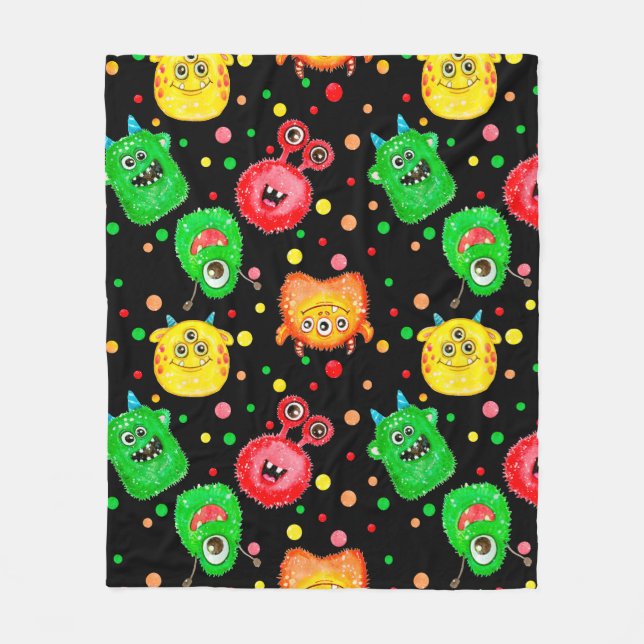 Sömlöst mönster med handmålad vattenfärg söt fleecefilt (Framsidan)