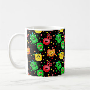 Sömlöst mönster med handmålad vattenfärg söt kaffemugg