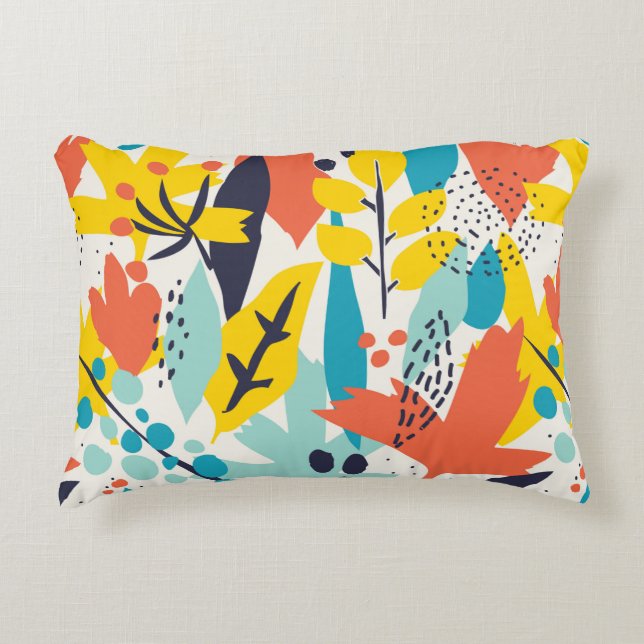 Sömlöst mönster med handmålade blommor och blyblad prydnadskudde (Framsidan)