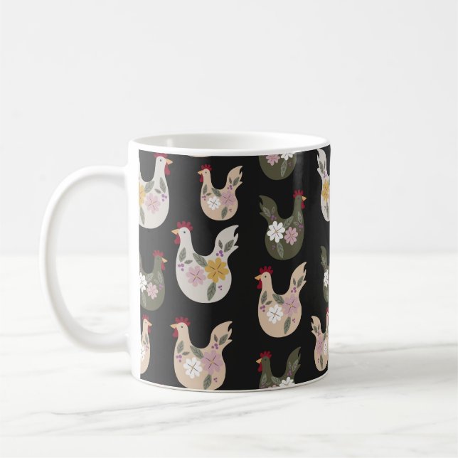 Sömlöst mönster med kyckling för Påsk och annat Kaffemugg (Vänster)