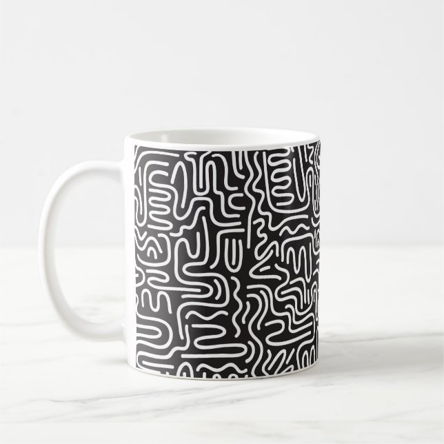 Sömlöst mönster med lugg vågigt linjer i reflektor kaffemugg (Vänster)