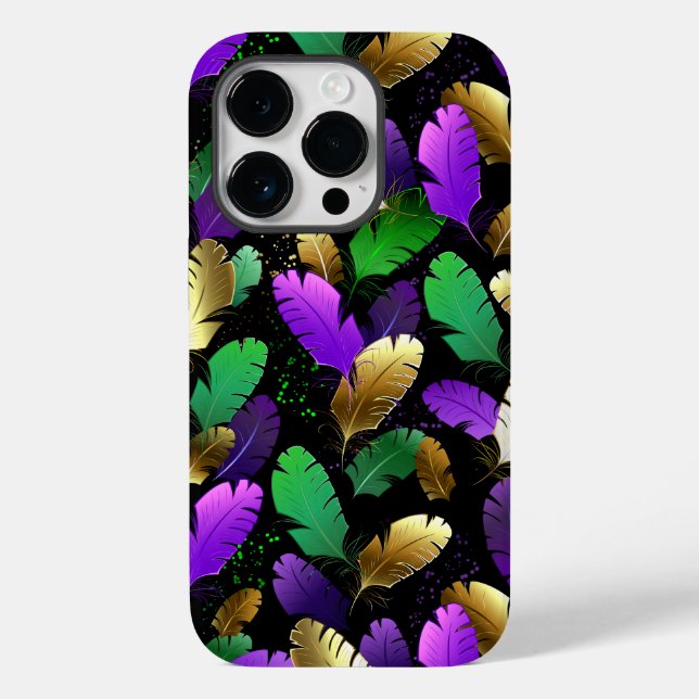 Sömlöst mönster med Mardi Gras-fjädrar (Baksida)