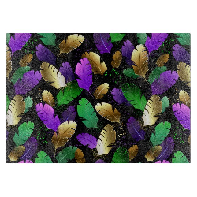 Sömlöst mönster med Mardi Gras-fjädrar (Framsidan)