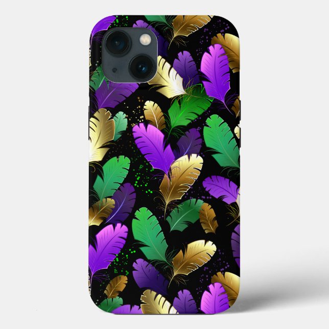 Sömlöst mönster med Mardi Gras-fjädrar (Baksida)