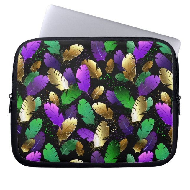 Sömlöst mönster med Mardi Gras-fjädrar Laptop Fodral (Framsidan)
