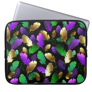 Sömlöst mönster med Mardi Gras-fjädrar Laptop Fodral