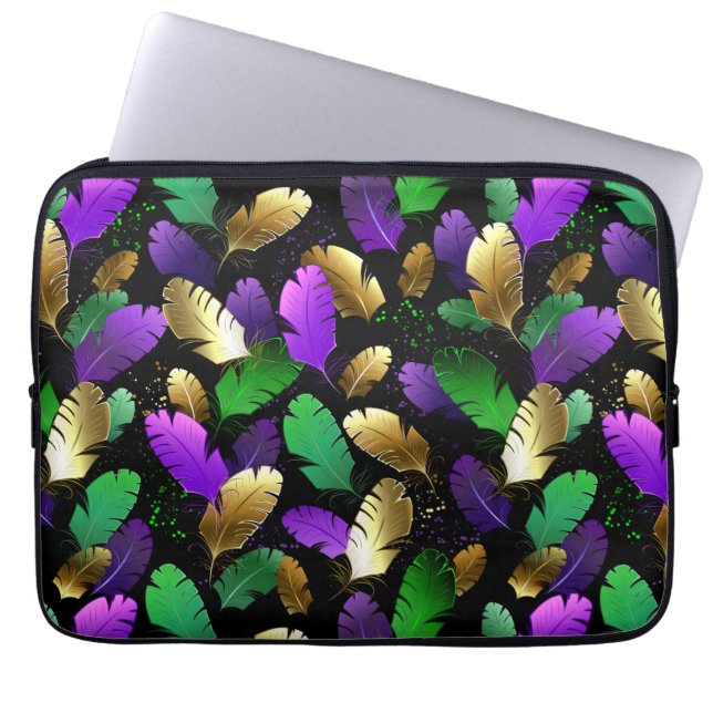 Sömlöst mönster med Mardi Gras-fjädrar Laptop Fodral (Framsidan)