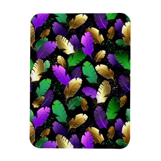 Sömlöst mönster med Mardi Gras-fjädrar Magnet (Vertikal)