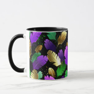 Sömlöst mönster med Mardi Gras-fjädrar Mugg