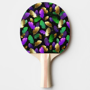 Sömlöst mönster med Mardi Gras-fjädrar Pingisracket