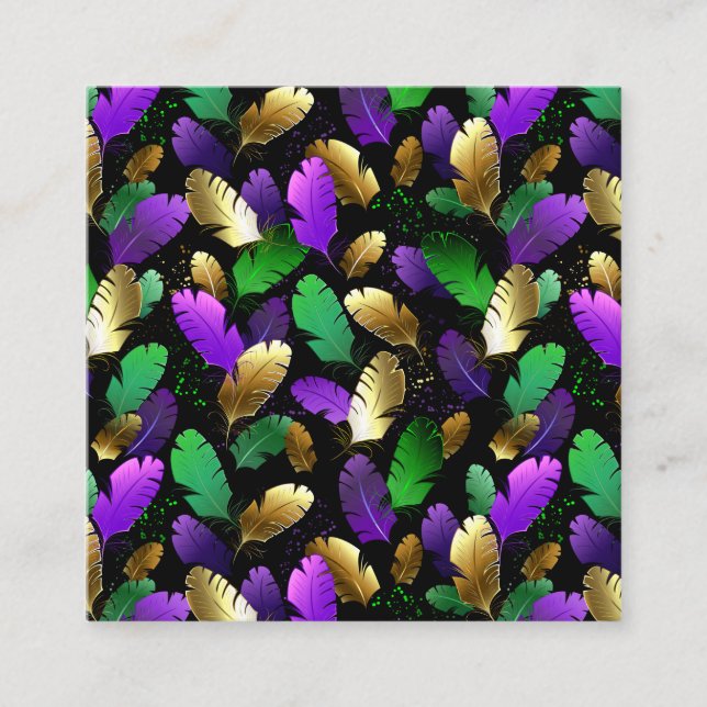 Sömlöst mönster med Mardi Gras-fjädrar Tilläggskort (Framsida)