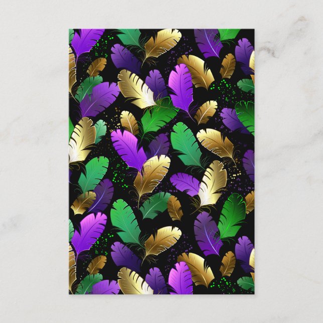 Sömlöst mönster med Mardi Gras-fjädrar Tilläggskort (Framsida)