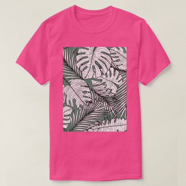 Sömlöst mönster med monstera line löv t shirt (Design framsida)