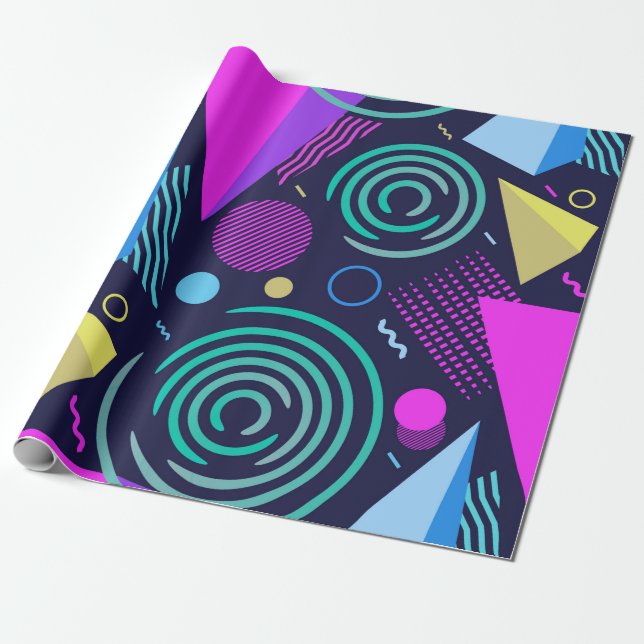 Sömlöst mönster med olika geometriska egenskaper presentpapper (Utrullad)