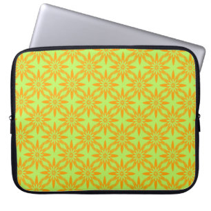 Sömlöst mönster med orange gröna blommor laptop fodral