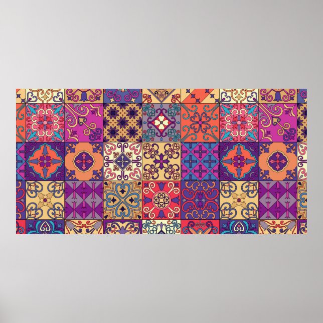 Sömlöst mönster med portugisiska plattor i talaver poster (Framsidan)