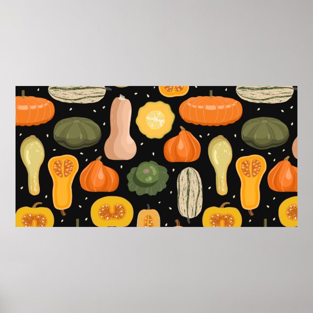 Sömlöst mönster med pumpnings- och squashsorter poster (Framsidan)
