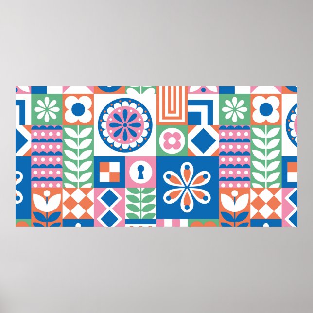 sömlöst mönster med pumpor, handritat i retro poster (Framsidan)