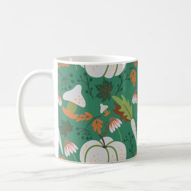 Sömlöst mönster med pumpor, morötter och svamp kaffemugg (Vänster)