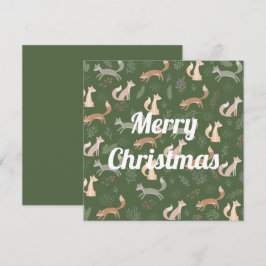 Sömlöst mönster med räv, vintergrenar och blad kort