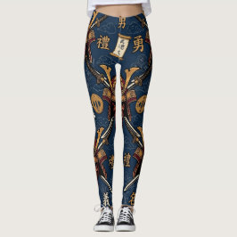 Sömlöst mönster med Samuraj Bushido Code-dygder Leggings