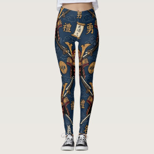 Sömlöst mönster med Samuraj Bushido Code-dygder Leggings