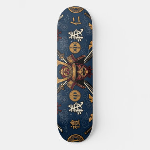 Sömlöst mönster med Samuraj Bushido-kodens dygder Mini Skateboard Bräda 18,5 Cm