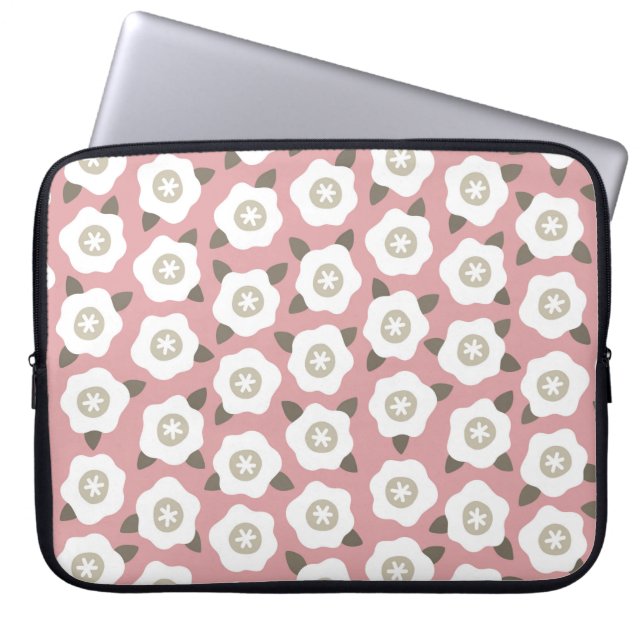 Sömlöst mönster med söta blommor på rosans bakgård laptop fodral (Framsidan)