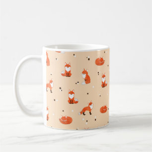 Sömlöst mönster med söta vattenfärgsrävar. Vinta Kaffemugg