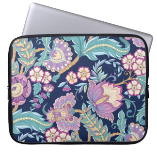 Sömlöst mönster med stiliserade prydnadsblommor laptop fodral
