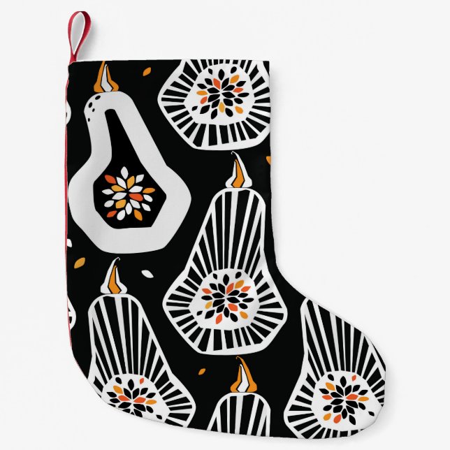Sömlöst mönster med stiliserade pumpor och frön liten julstrumpa (Framsidan)